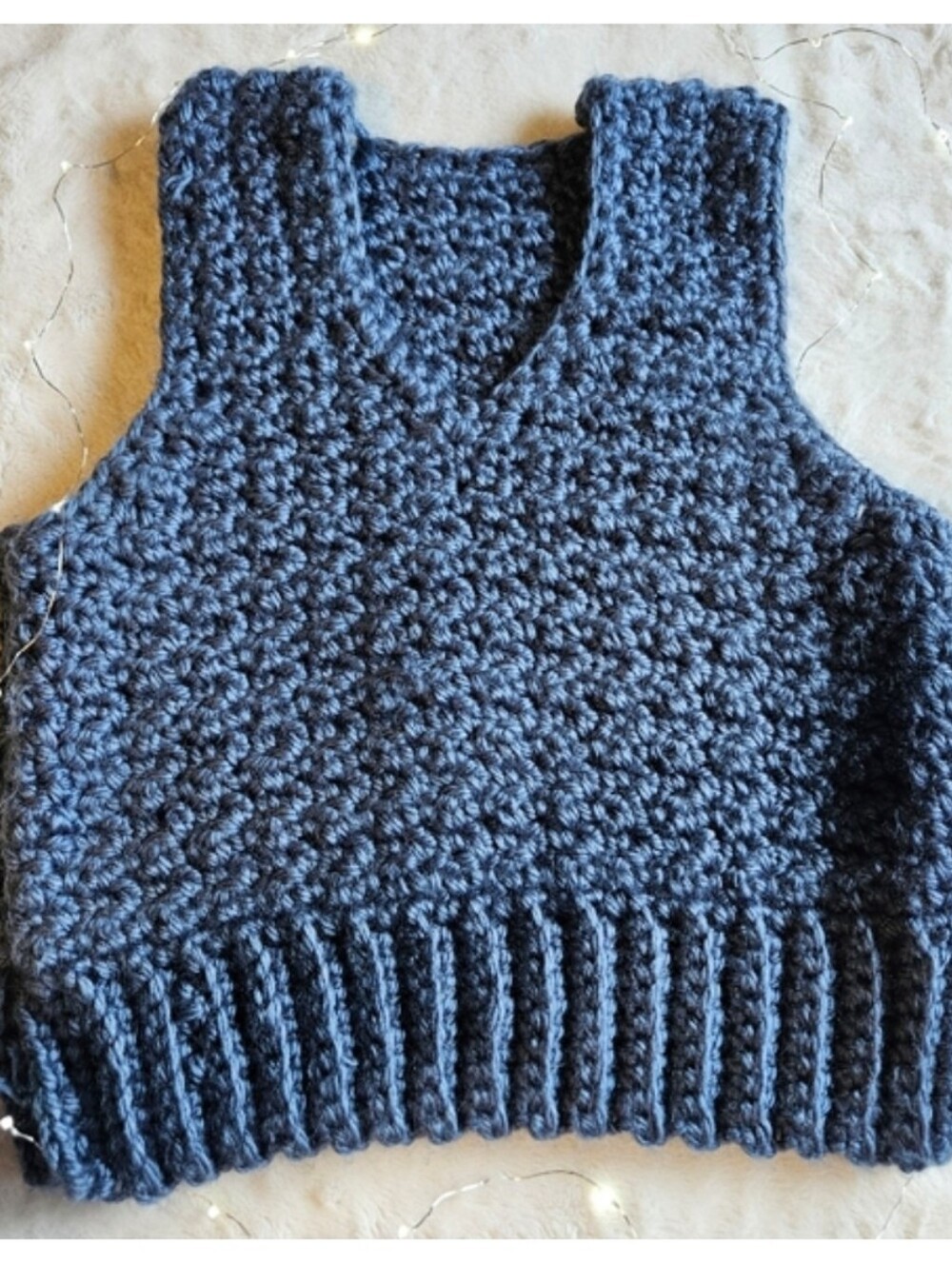 Handmade Blue Knit Sweater Vest - Picture 6 of 6